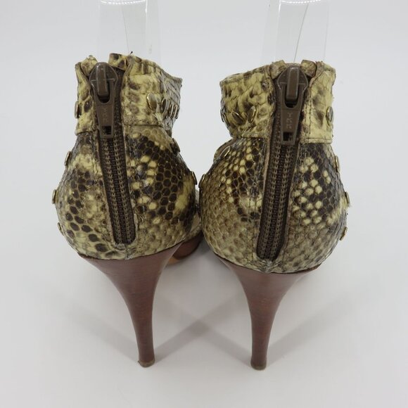 Stuart Weitzman Women 9 M AIRFORCE Roccia Serpent Snakeskin Studded Heels Y2K - Picture 7 of 13